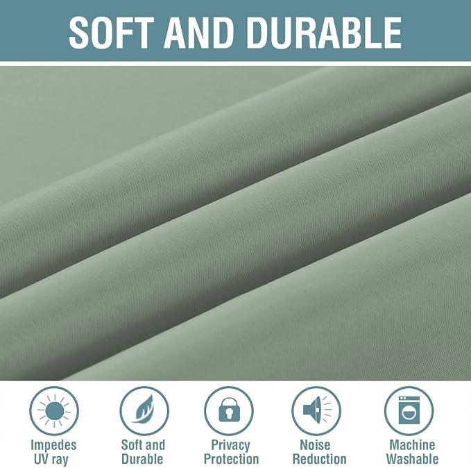 H.VERSAILTEX Blackout Curtain for Living Room Thermal Insulated Window Treatment Curtain 54 inch Length Energy Saving Solid Grommet Top Blackout Drape, One Panel, Sea Grass, 52" W x 54" L
