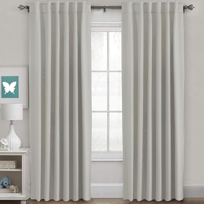 H.VERSAILTEX Blackout Curtains Thermal Insulated Window Treatment Panels Room Darkening Blackout Drapes for Living Room Back Tab/Rod Pocket Bedroom Draperies (2 Panels, Pale Oak, 52 x 84 Inch)
