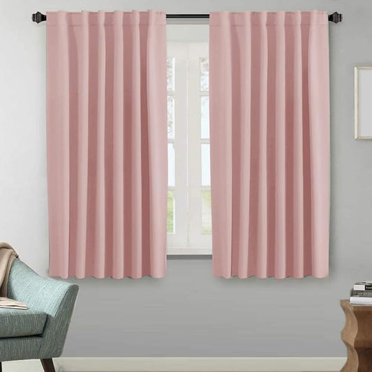 H.VERSAILTEX Blackout Curtains Thermal Insulated Window Treatment Panels Room Darkening Blackout Drapes for Living Room Back Tab/Rod Pocket Bedroom Draperies (2 Panels, Baby Pink, 52 x 63 Inch)