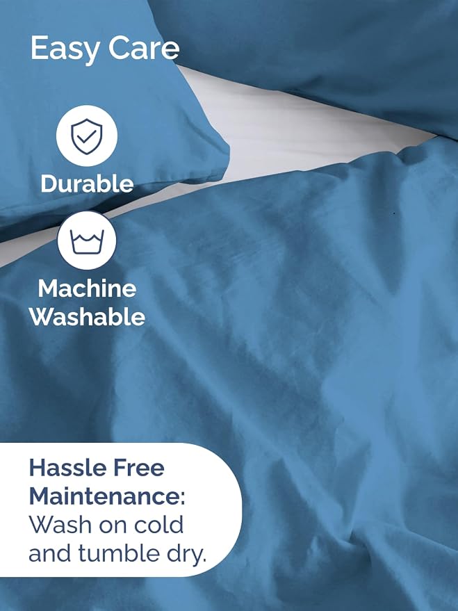 Duvet Cover Full Size - Soft 3 Piece with Zipper Closure - Denim Blue | Extra Soft, Breathable, Full Duvet Cover 80" x 90" with 2 Pillow Shams, Zipper Closures & Ties, Women, Men, Kids & Teens