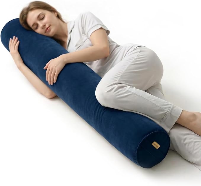 Body Pillow for Adults,Long Round Pillow,Big Cylindrical Pillow,Large Full Bolster Pillows for Side Sleepers (Teal Blue, 47.24"*7.87")
