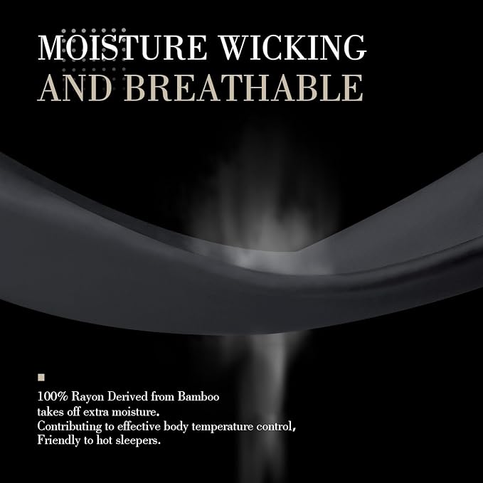 WishSmile Cooling Queen Pillowcases Set of 2 Breathable Cool Silky Soft Rayon Derived from Bamboo Fabric, Moisture Wicking for Hot Sleepers, Hair and Skin Friendly, Black, 2 Pack, 20x30IN