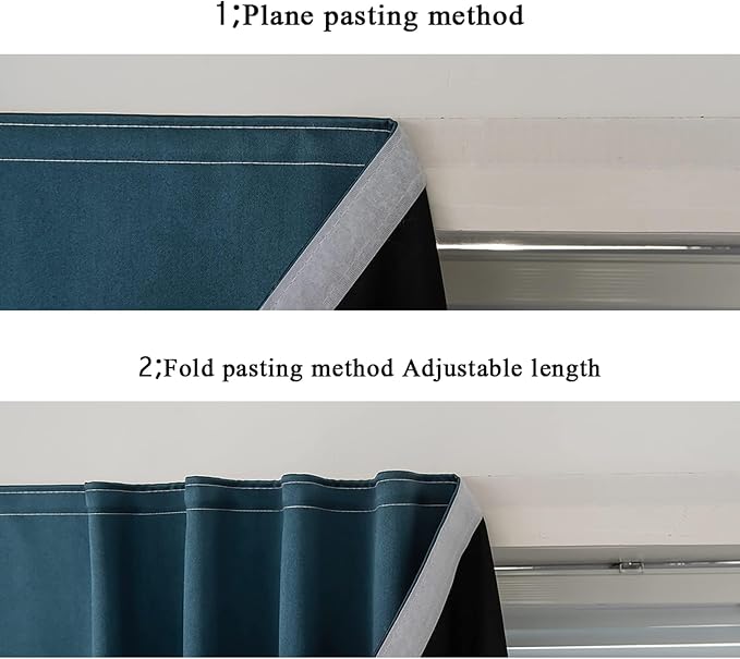 AJAZZ Self Adhesive Curtains 100% Blackout Shades Window Cover Sticky Curtain Portable Easy Open Black Out Curtains for Bedroom Living Room No Drilling (Navy Blue, 47" W x 96" L 1 Panel)