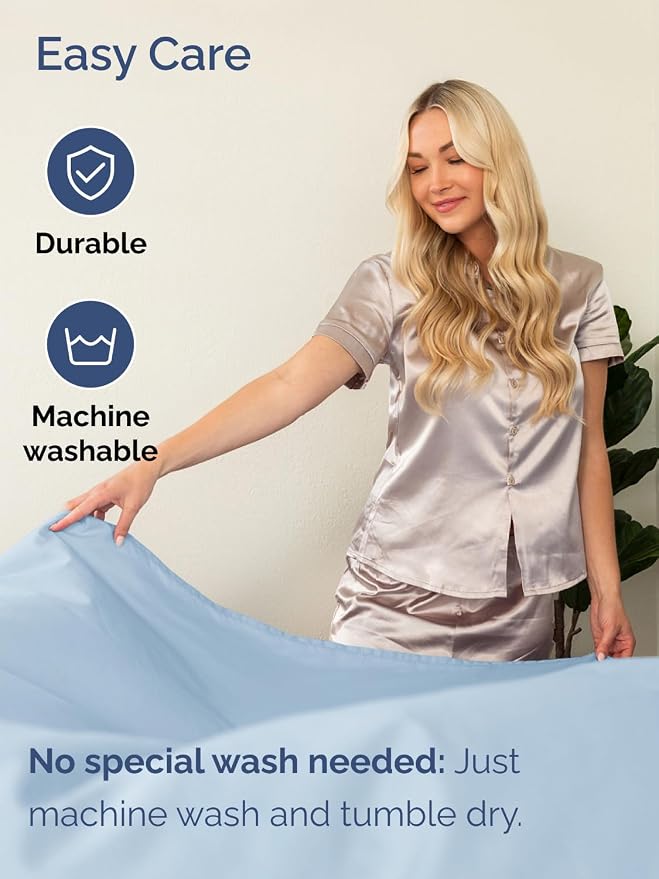 Extra Deep Split King Sheet Set - 5 Piece Soft & Cooling Sheets - Sky Blue | Easily Fits 18 to 24 inch Mattress - Ultra Soft, Wrinkle & Fade Free with Extra Deep Pockets - Comfy Hotel Luxury Bedding