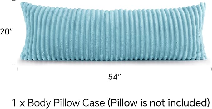 BEDELITE Fluffy Striped Body Pillow Cover with Zipper, Light Blue, 20x54 | Ultra-soft Faux Fur with 7D Striped Texture, Comfy, Plush, and Cloud-like, Body Pillow Pillowcase for Bed Couch Room Decor