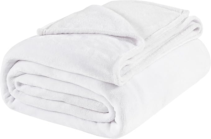 BEDELITE Fleece Blanket Soft Plush Queen Size Bed Blanket White 90"x90" | Ultra Soft Fleece, Plush Microfiber, Lightweight Warmth, All Season Comfort, Fade Resistant, Machine Washable,Perfect for Bed