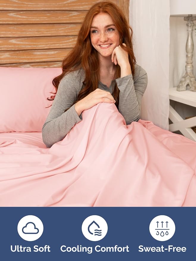 Extra Deep Queen Fitted Sheet - Single Fitted Sheet Only - Baby Pink | Easily Fits 18 inch to 24 inch Mattress, Soft, Wrinkle Free, Breathable & Comfy, Extra Deep Pockets Hotel Luxury Fitted Sheet