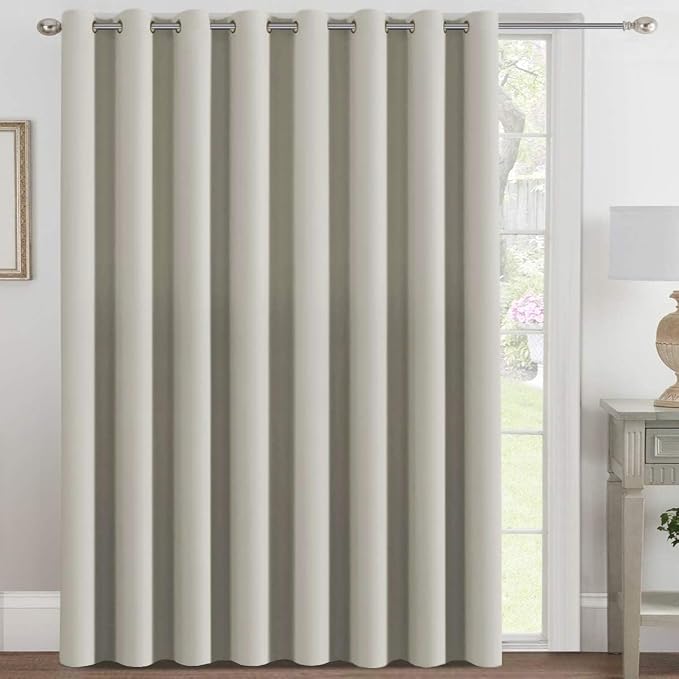 H.VERSAILTEX Blackout Patio Curtains 100 x 102 Inches for Sliding Door Extral Wide Blackout Curtain Panels Thermal Insulated Room Divider - Grommet Top, 8.5' Tall by 8.3' Wide - Ivory/Cream