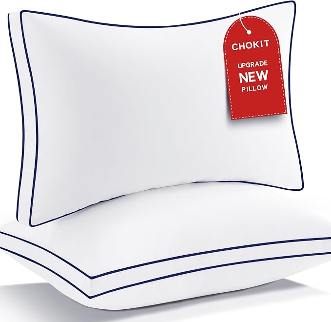 CHOKIT Premium Pillows King Size Set of 2 Fluffy and Supportive, Luxury | 7D Down Alternative Bed Pillow, Soft Hotel Gusseted Pillow for Side Back Stomach Sleeper, Relief Neck Head and Shoulder Pain