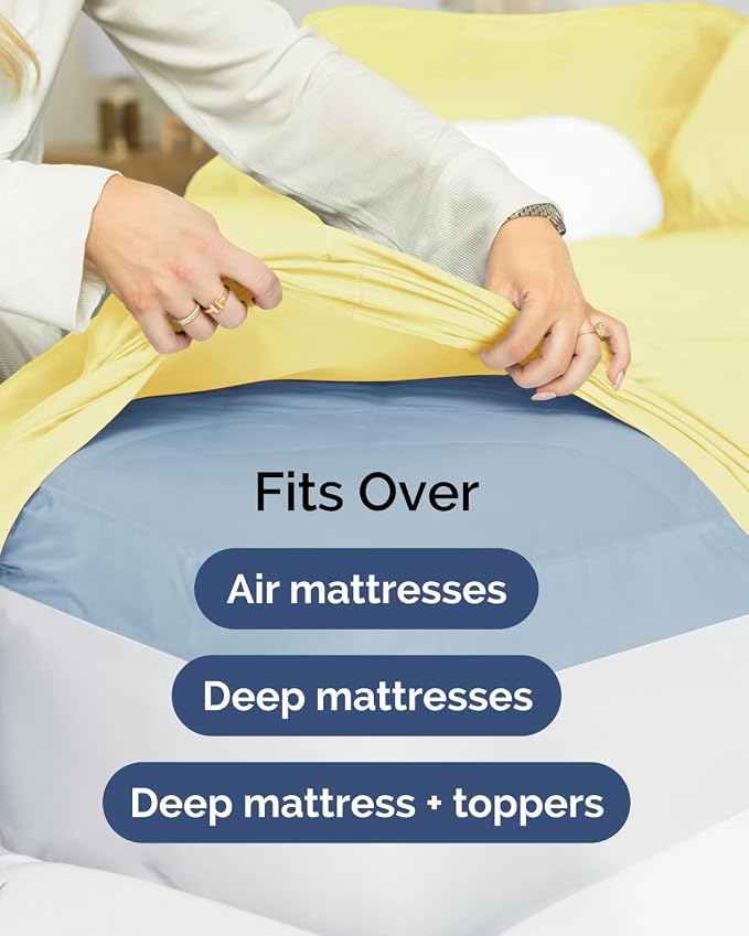 2 Pack Extra Deep Full Fitted Sheets with Extra Deep Pockets - Yellow | Hotel Luxury Bottom Fitted Sheets Only, Soft, Fade & Wrinkle Free, Breathable & Comfy, All Around Elastic Fitted Sheets