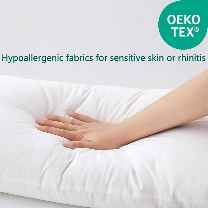 Flat Ultra Thin Bed Pillows Standard Size Pillow Set of 2 Extra Soft Down Alternative for Stomach Back Sleeper White 20x26inches