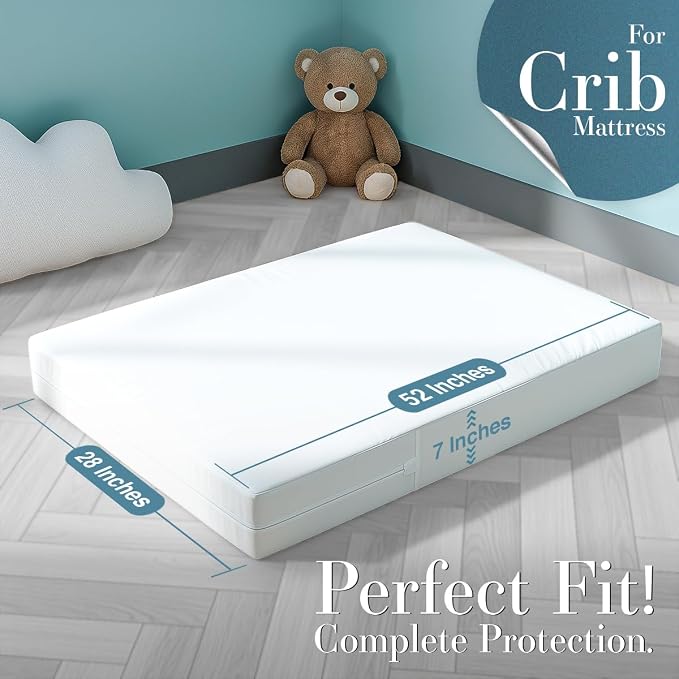 Utopia Bedding Crib Size Mattress Protector Zippered, 100% Waterproof | Bed Bug and Dust Mite Proof Mattress Encasement, Absorbent 6 Sided Mattress Cover fits upto 7" deep, Machine Washable