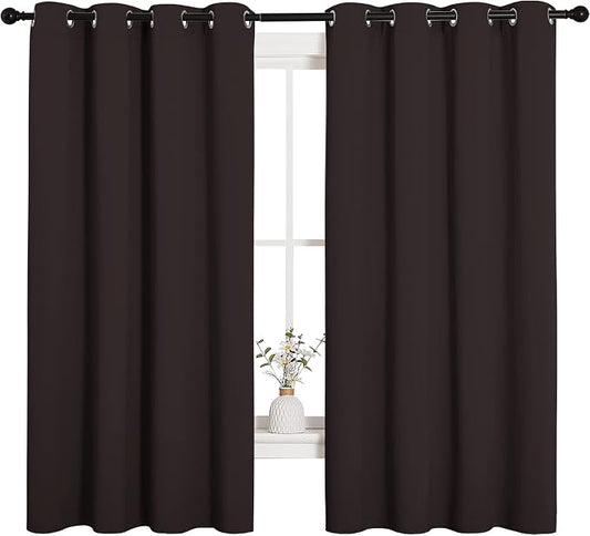 NICETOWN Blackout Curtain Panels, 2 Panels, 55 x 68-inch, Toffee Brown | Triple Weave Microfiber Energy Saving Thermal Insulated Blackout Draperies and Drapes for Bedroom Window