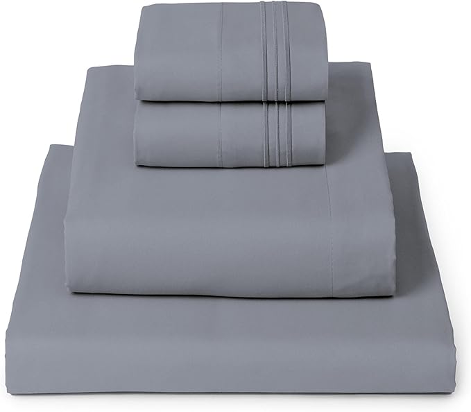 Mellanni Iconic 4-Piece, Ultra Soft Sheet Set (Queen, Mineral Gray) | 10M+ Sleepers. Lab-tested: Sleeps Cool, Stays Bright, Strong, Smooth. Good Housekeeping Best Bedding, 7 yrs running.