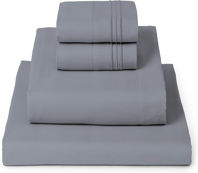 Mellanni Iconic 4-Piece, Ultra Soft Sheet Set (King, Mineral Gray) | 10M+ Sleepers. Lab-tested: Sleeps Cool, Stays Bright, Strong, Smooth. Good Housekeeping Best Bedding, 7 yrs running.
