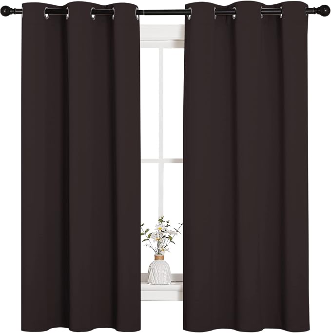 NICETOWN Triple Weave Blackout Curtains, 2 Panels, 42 x 63-in, Toffee Brown | Microfiber Energy Saving Thermal Insulated Solid Grommet Blackout Curtains for Bedroom