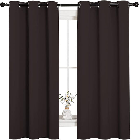 NICETOWN Triple Weave Blackout Curtains, 2 Panels, 42 x 63-in, Toffee Brown | Microfiber Energy Saving Thermal Insulated Solid Grommet Blackout Curtains for Bedroom