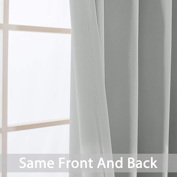 Yakamok Room Darkening Curtains 52x90 inch Length Light Grey-Living Room | 2 panels,grommet blackout window treatment,thermal insulated,light blocking drapes,privacy protection,bedroom dining room