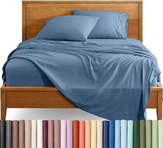 Bare Home Queen Sheet Set - 1800 Ultra-Soft (Queen, Coronet Blue) | Deep Pockets 6 to 15 Inches, Breathable, Hypoallergenic, Hotel Luxury, Easy Fit, Soft, All-Season