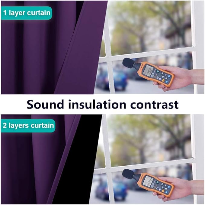 NICETOWN Full Shade Curtain Panels, Royal Purple, 42 x 72 inch, Pair of Energy Smart & Noise Blocking Out Blackout Drapes for Dining Room Window, Thermal Insulated Guest Room Lined Window Dressing