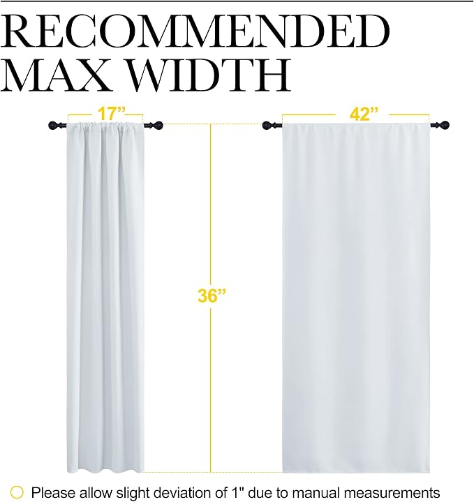 NICETOWN Greyish White Window Curtain Panels - Thermal Insulated Rod Pocket Room Darkening Curtain Sets for Bedroom (Platinum - Greyish White, 2 Panels, 42 in x 36 in (W x L)) | Thermal Insulated Rod Pocket Room Darkening Curtain Sets for Kitchen Livin...