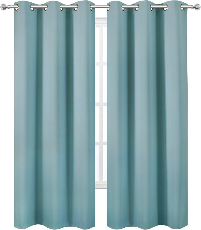 Stone Blue Thermal Blackout Curtains/38 x 84 Inch/Set of 2 Panels Room Darkening Curtains for Bedroom