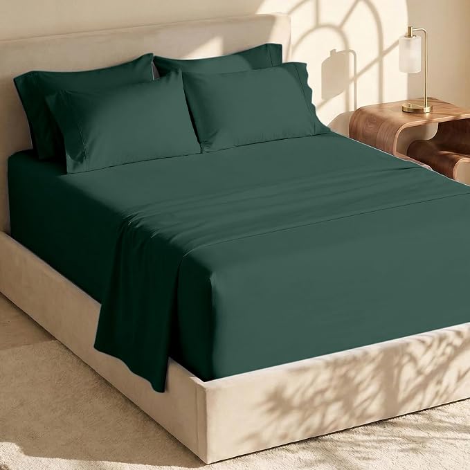 Hearth & Harbor Bed Sheets, Luxury Soft 6 Piece Bed Sheet Set Extra Deep Pocket Fitted Sheets Fits Mattress up to 21", Double Brushed Bedding Sheets & Pillowcases,