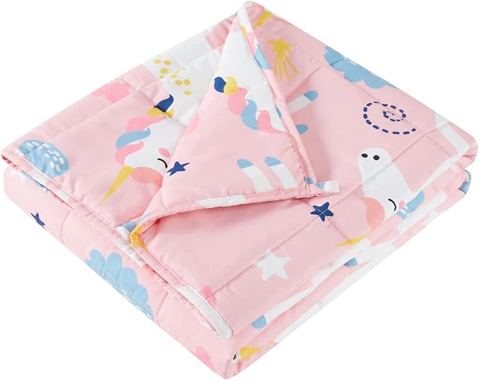 Pink Unicorn Weighted Blanket 2lbs Small Weighted Lap Pad Gifts, 20"x30" | Unicorn Heavy Throw Blanket, Breathable Cooing Mini Pink Blanket, 2lbs Small Lap Blanket Birthday Gift for Lovely One