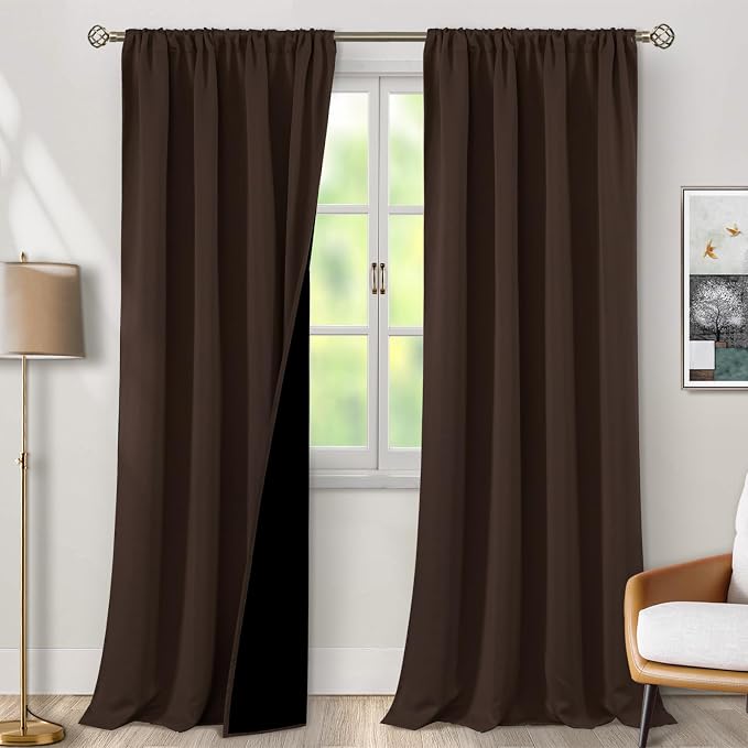 BGment Brown Blackout Curtains for Living Room 108 Inch Length 2 Panels | Thermal Insulated, Room Darkening Curtains, Rod Pocket Soundproof, Bedroom Window Curtains, 52 x 108 Inch