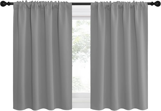 NICETOWN RV Blackout Curtains for Camper Windows, Short Room Darkening Drapes for Kitchen, Home Decoration Thermal Insulated Blackout Blinds for Small Windows (Silver Grey, 2 Panels, W34 x L36)