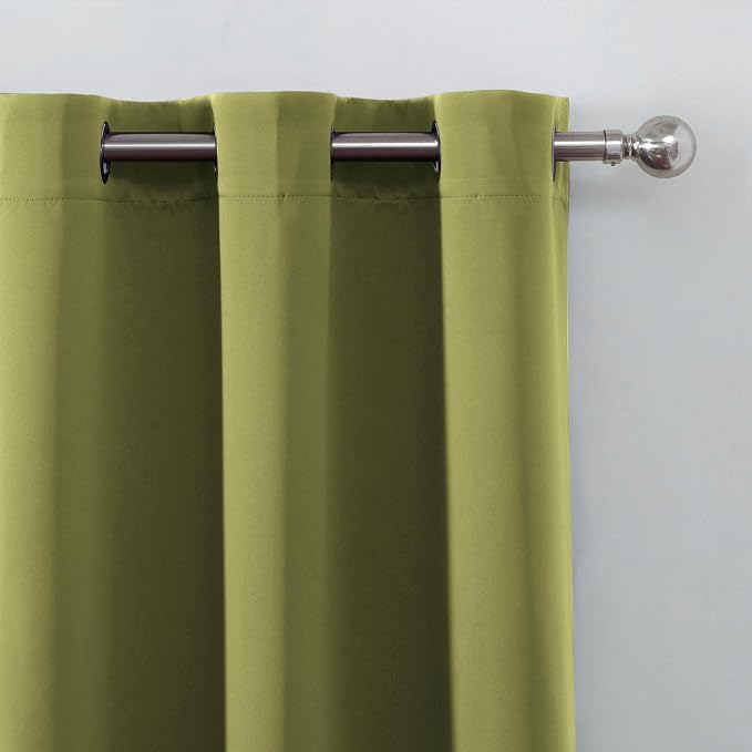 Blackout Curtains 66 x 72 Inch Long Olive Green Curtains Set of 2 Panels Room Darkening Curtains for Bedroom and Living Room