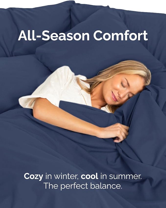 Twin XL Size Flat Sheet - Pack of 2, College Dorm Essentials - Navy Blue | Ultra-Soft, Comfy, Breathable & Cooling, College Dorm Room, Fade & Wrinkle Free, Stain & Shrink Resistant Bedding, Oeko-Tex