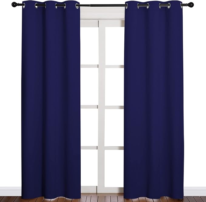 NICETOWN Energy Saving Blackout Curtains, 1 Pair, 42 by 84-inch, Royal Blue | Window Treatment Thermal Insulated Solid Grommet Blackout Curtains/Drapes for Living Room
