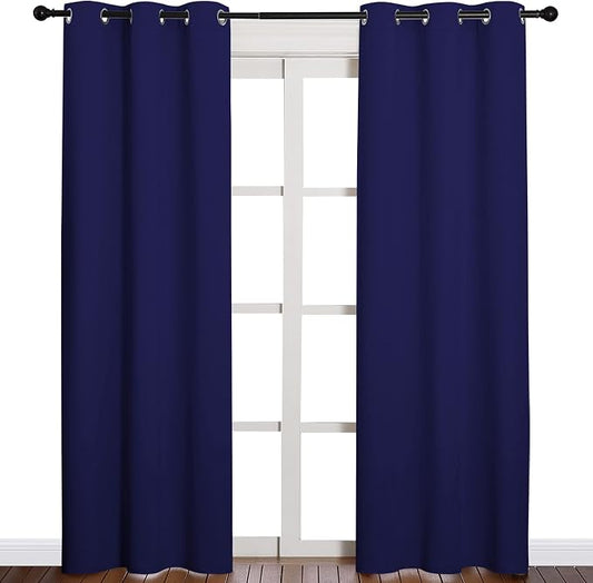 NICETOWN Energy Saving Blackout Curtains, 1 Pair, 42 by 84-inch, Royal Blue | Window Treatment Thermal Insulated Solid Grommet Blackout Curtains/Drapes for Living Room