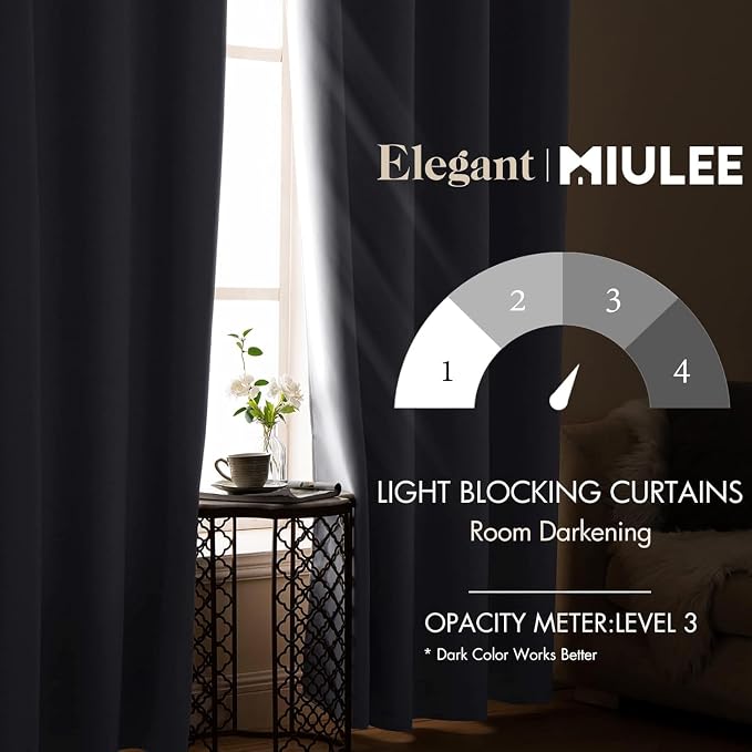 MIULEE Greyish White Blackout Bedroom Curtains Drapes 84 Inch Long 52"x84" | Grommet Top, Room Darkening Window Drapes, Privacy Protection, Thermal Insulated, Heat Blocking, Light Blocking