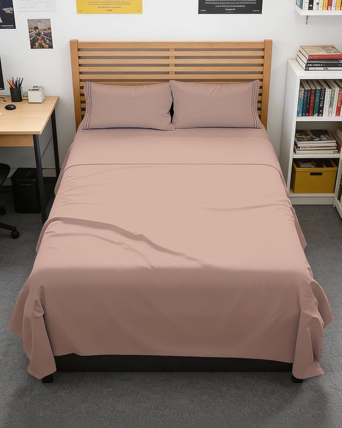 Full XL Sheets - 4 Piece Full XL Sheet Set - Breathable & Cooling - Mauve | Hotel Luxury Bedding for Women & Men with Deep Pockets, Ultra-Soft, Comfy, Easy-Fit, Wrinkle Free & Fade Resistant, Oeko-Tex