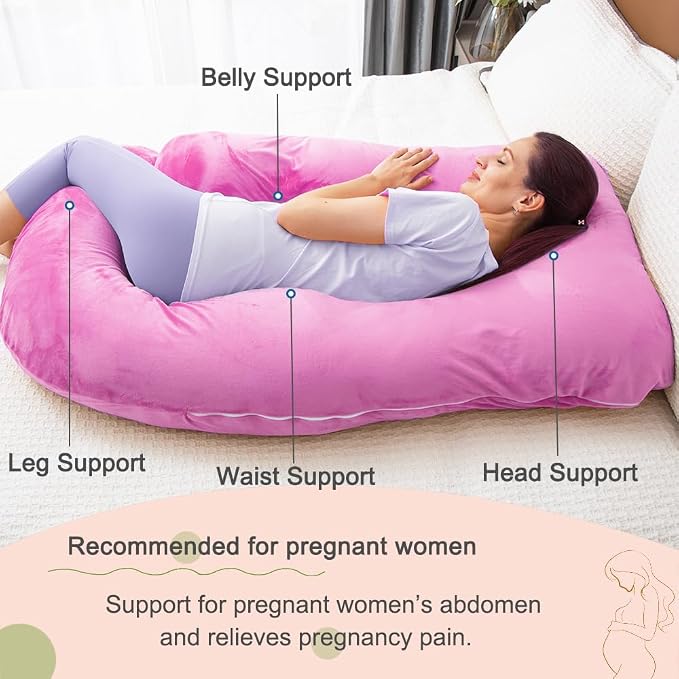 60 Inch Pregnancy Pillow for Sleeping (Purple) | Extra Large U Shaped Body Pillow, Maternity Pillow for Pregnant Women