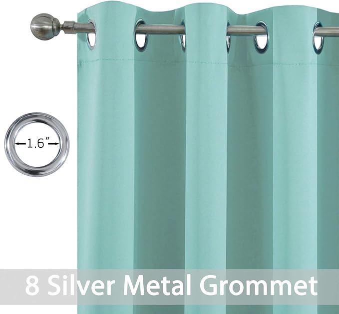 Yakamok Aqua Room Darkening Window Curtains 52x36 Inch for Kitchen | Grommet,Thermal Insulated ,Blackout Curtains Drapes,Blocks some light adds privacy,Living room Bathroom,2 Panel Valance