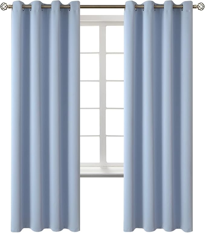 BGment Spa Blue Room Darkening Curtains 72 Inch for Bedroom - 2 Panels | Grommet Top, Light-Blocking, Sunblock, Thermal Insulated, Window Drapes for Kids Boys Room, 52x72 Inch