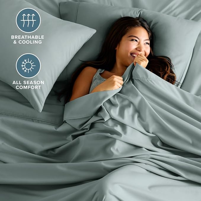 Bare Home King Sheet Set - 1800 Ultra-Soft (King, Sea Spray) | Deep Pockets 6 to 15 Inches, Breathable, Hypoallergenic, Hotel Luxury, Easy Fit, Soft, All-Season