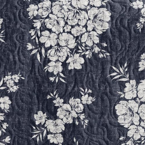 Merit Linens 3 Piece Quilt Set - Super Soft - Lightweight - All Season Quilted Coverlet - Timeless Patterns - Full/Queen Navy
