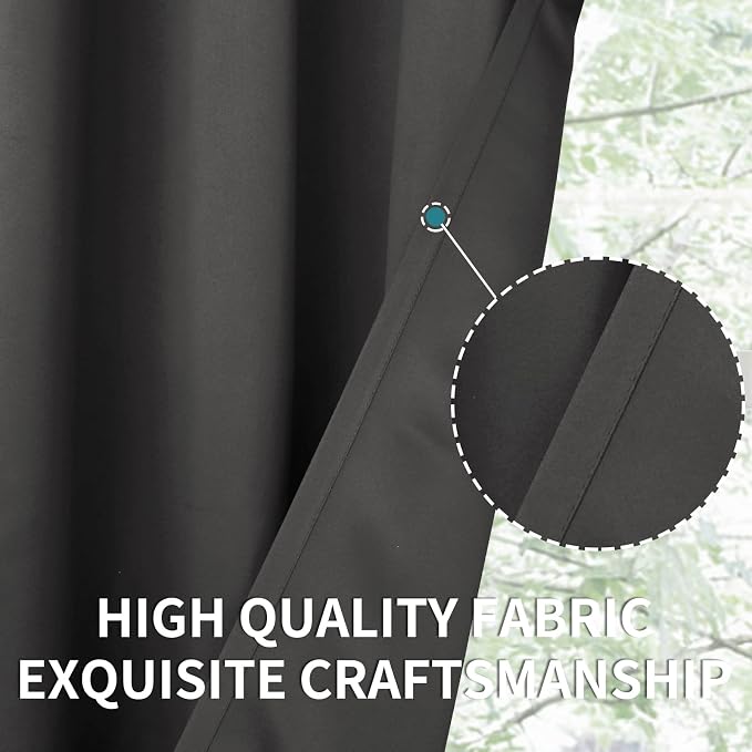 BGment Dark Grey Blackout Curtains for Bedroom 63 Inch Long - 2 Panels | Grommet Top, Black Out, Room Darkening, Sunblock, Thermal Insulated, Window Drapes for Kids Boys Room, 42x63 Inch