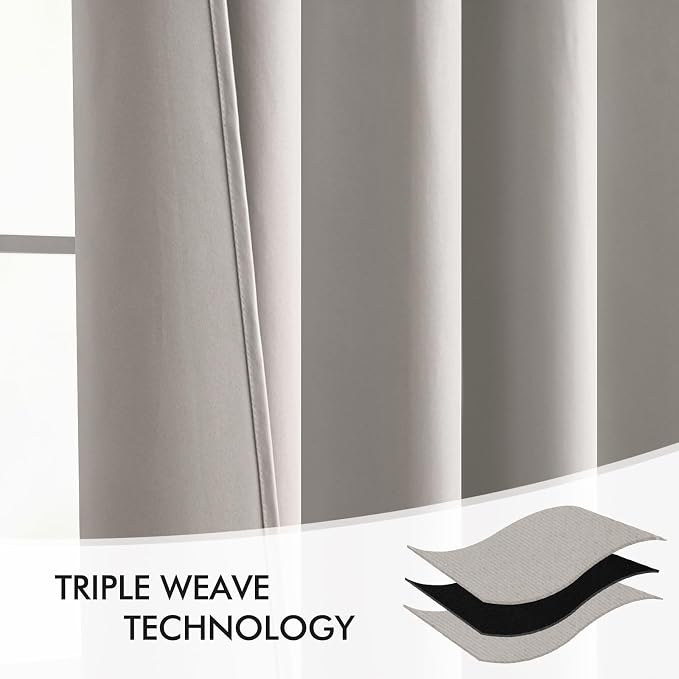 MIULEE Cobblestone Back Tab Blackout Curtains 52x90 Inch Long 2 Panels Set | Rod Pocket Pinch Pleated, Thermal Insulated, Room Darkening, Light Blocking, Privacy Curtains for Living Room Bedroom