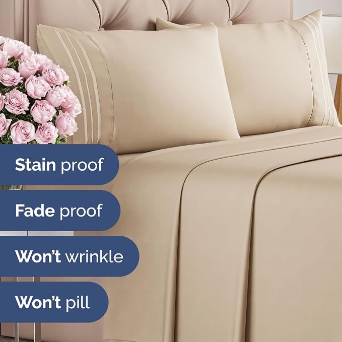 Bulk Case Pack of 20 Flat Sheets - Twin XL Size Top Flat Sheets - Cream | Wholesale Bulk Flat Sheets for Hotels, Spas & Airbnbs, Soft, Cooling & Breathable, Wrinkle Free, Fade & Shrink Resistant