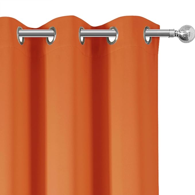 Blackout Curtains 66 x 72 Inch Long Orange Curtains Set of 2 Panels Room Darkening Curtains for Bedroom and Living Room