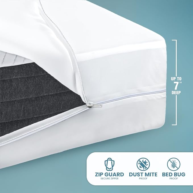 Utopia Bedding Crib Size Mattress Protector Zippered, 100% Waterproof | Bed Bug and Dust Mite Proof Mattress Encasement, Absorbent 6 Sided Mattress Cover fits upto 7" deep, Machine Washable