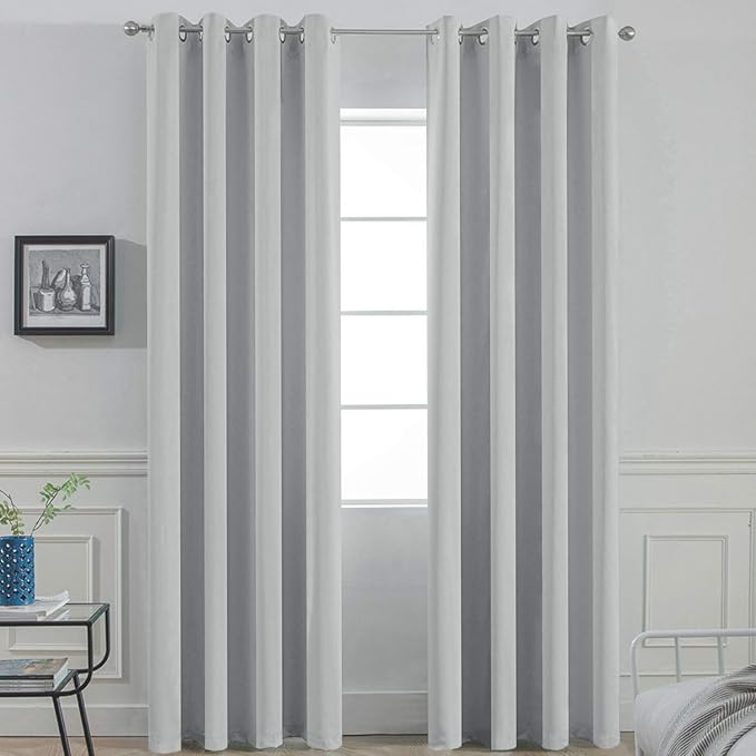 Yakamok Room Darkening Curtains 52x96 inch Length Light Grey-Living Room | 2 panels,grommet blackout window treatment,thermal insulated,light blocking drapes,privacy protection,bedroom dining room