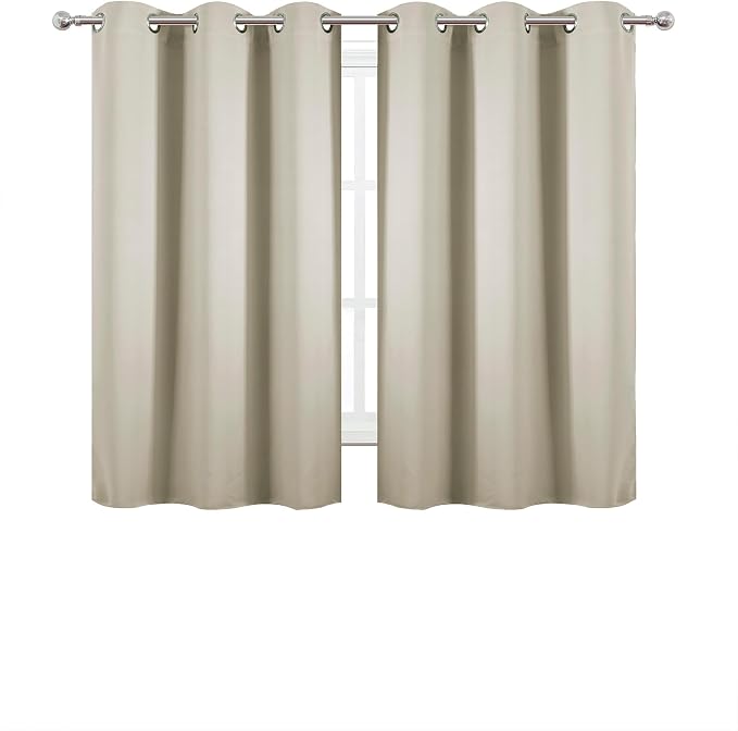 Light Beige Blackout Curtains 42 x 54 Inch Length Set of 2 Panels Grommet Bedroom Curtains for Living Room