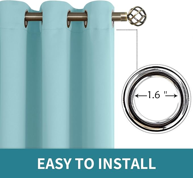 BGment Baby Blue Blackout Curtains for Living Room 96 Inch Long - 2 Panels | Grommet Top, Black Out, Extra Long, Room Darkening, Sunblock, Thermal Insulated, Window Drapes for Bedroom, 55x96 Inch