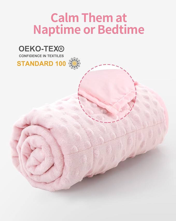 Mr. Sandman Weighted Blanket for Sleeping 5 lbs, 36 x 48 Inches | Soft Cooling Minky Dots; Machine Washable; Glass Bead Filling; Weighted Blanket for School and Home; Pink